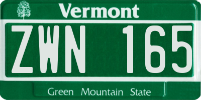 VT license plate ZWN165