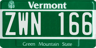 VT license plate ZWN166