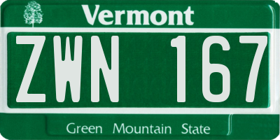 VT license plate ZWN167