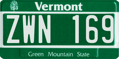 VT license plate ZWN169