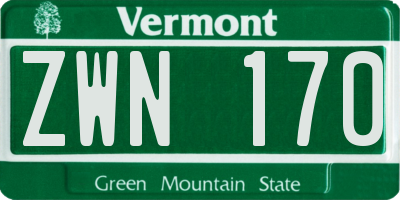 VT license plate ZWN170