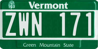 VT license plate ZWN171