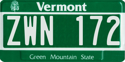 VT license plate ZWN172