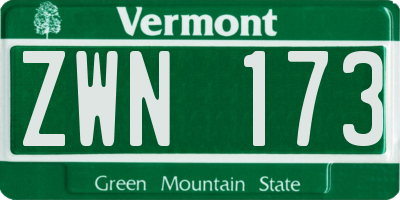 VT license plate ZWN173