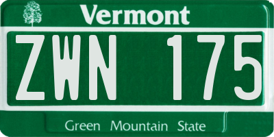 VT license plate ZWN175