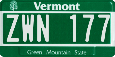 VT license plate ZWN177