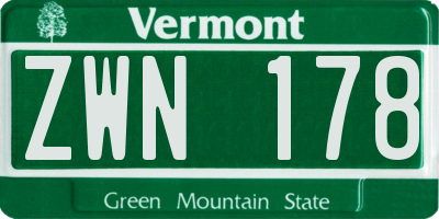 VT license plate ZWN178