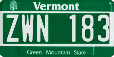 VT license plate ZWN183