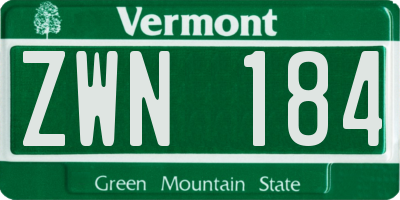 VT license plate ZWN184