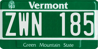 VT license plate ZWN185