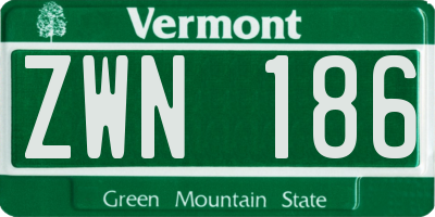 VT license plate ZWN186