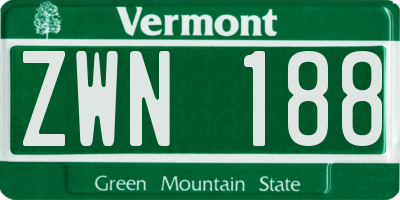 VT license plate ZWN188