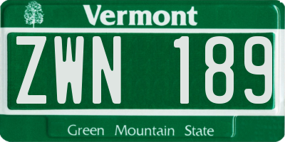 VT license plate ZWN189