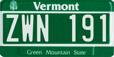 VT license plate ZWN191