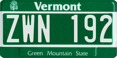 VT license plate ZWN192