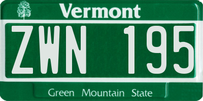 VT license plate ZWN195