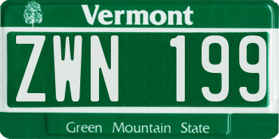 VT license plate ZWN199