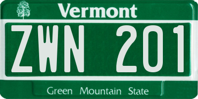VT license plate ZWN201