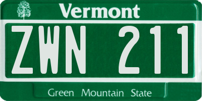 VT license plate ZWN211