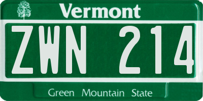 VT license plate ZWN214