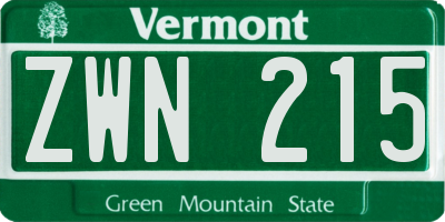 VT license plate ZWN215