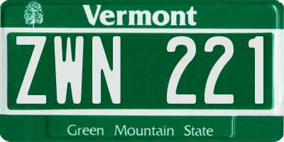 VT license plate ZWN221