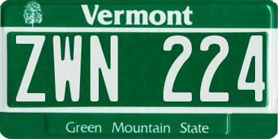 VT license plate ZWN224