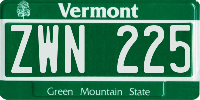 VT license plate ZWN225