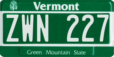 VT license plate ZWN227