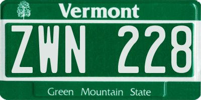 VT license plate ZWN228