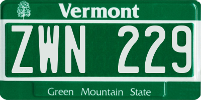 VT license plate ZWN229