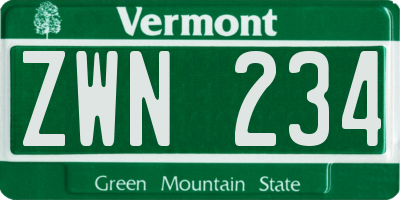 VT license plate ZWN234
