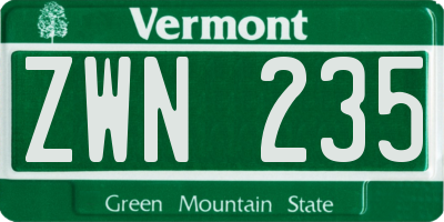 VT license plate ZWN235