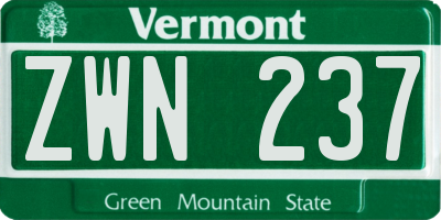 VT license plate ZWN237