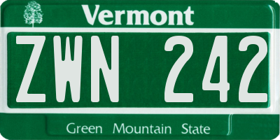 VT license plate ZWN242