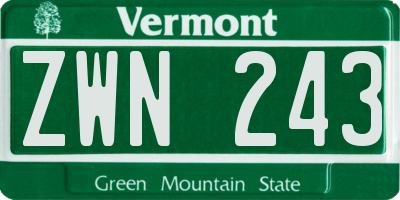 VT license plate ZWN243