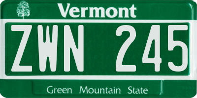 VT license plate ZWN245