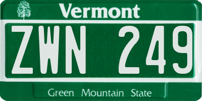 VT license plate ZWN249