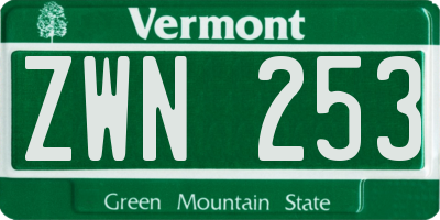 VT license plate ZWN253