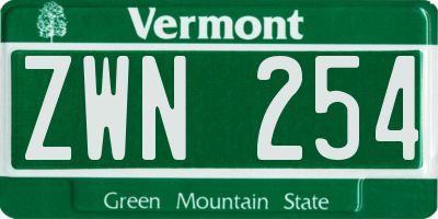 VT license plate ZWN254