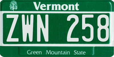VT license plate ZWN258