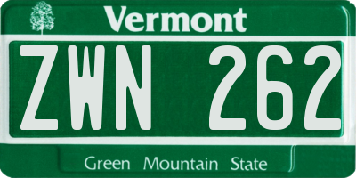 VT license plate ZWN262