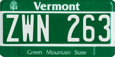 VT license plate ZWN263