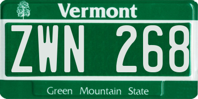 VT license plate ZWN268