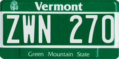 VT license plate ZWN270