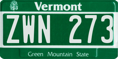 VT license plate ZWN273