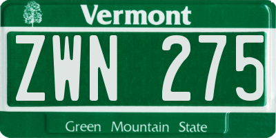 VT license plate ZWN275