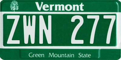 VT license plate ZWN277