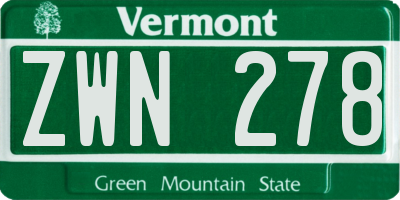 VT license plate ZWN278