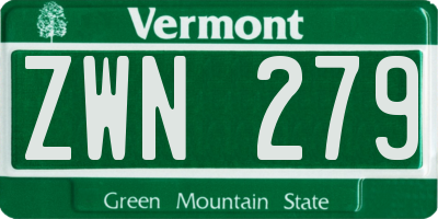 VT license plate ZWN279
